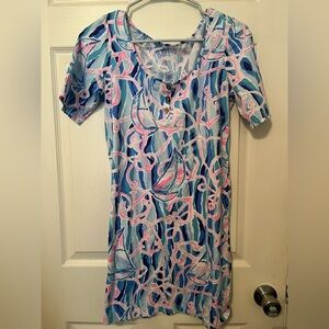 Lilly Pulitzer Blue and Pink Reel Nauti Small T shirt dress